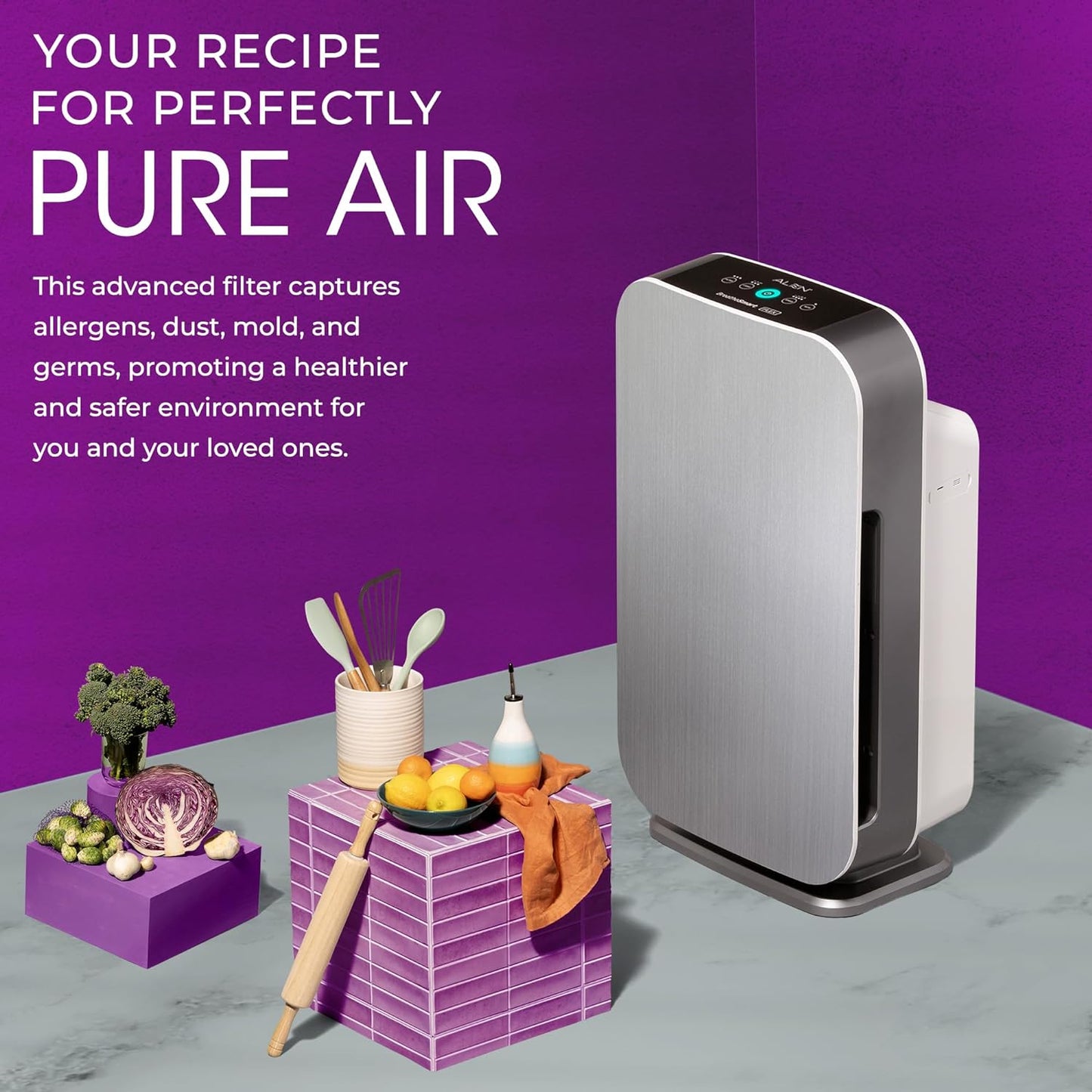 Air Purifier Breathesmart Flex HEPA with Pure Filter | 1400 Sq. Ft | Perfect for Bedrooms & Home Offices - Captures Allergens, Dust, & Mold - White
